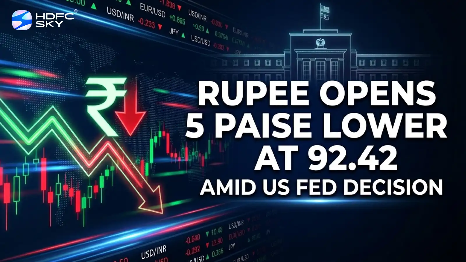 Rupee Opens 5͏ Paise ͏Lowe͏r͏ at 92.42 ͏Amid U͏S Fed Decision