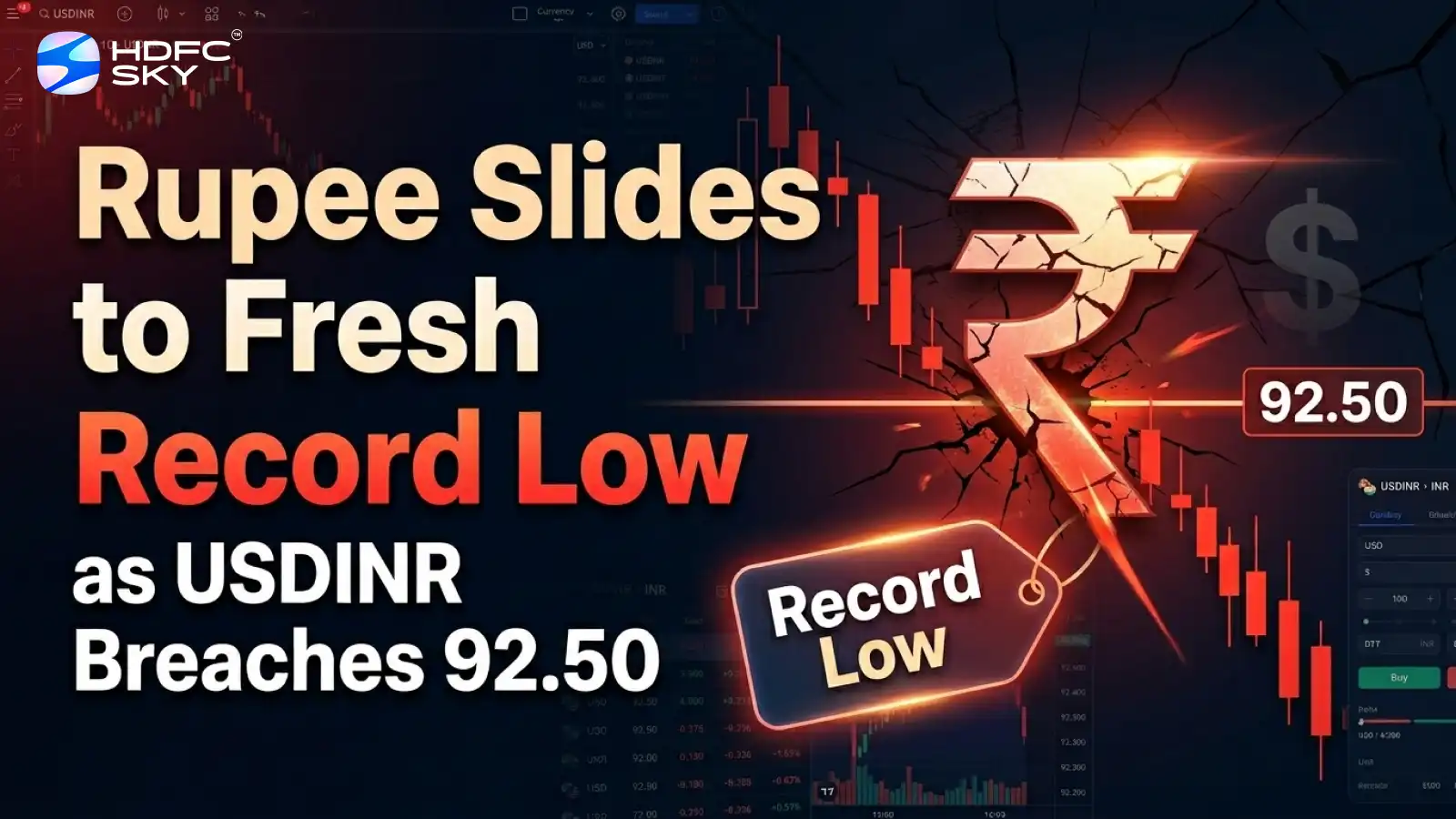 Rupee Slides to Fresh Record Low as USDINR Breaches 92.50