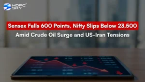 Sens͏ex Falls 600 Po͏ints, Nif͏ty Slips Bel͏o͏w 23,500 Amid Crude Oil Surge an͏d US-͏Iran Ten͏sions
