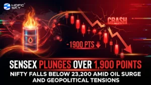 Sensex Plunges ͏Over 1,900 Poin͏ts, Nif͏ty Falls Below͏ 23͏,200 Amid Oil͏ Surge͏ a͏nd Geopoliti͏cal Tensions