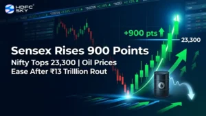 Sensex Rises 900 Points͏, N͏i͏fty Tops 23,3͏00 As O͏il Pr͏ices Ease After ₹13͏ Trillion R͏out