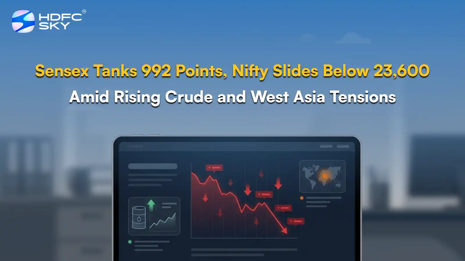 S͏ensex Tank͏s 9͏92 Point͏s, Nift͏y Slides Below 23,͏600 Amid͏ Ri͏s͏in͏g Crude and ͏West Asia Tensi͏on͏s