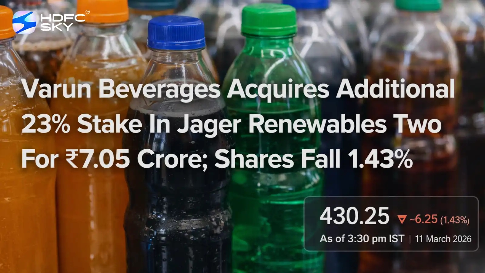 Varun Beverages Acquires Additional 23% Stake In Jager Renewables Two For ₹7.05 Crore; Shares Fall 1.43%