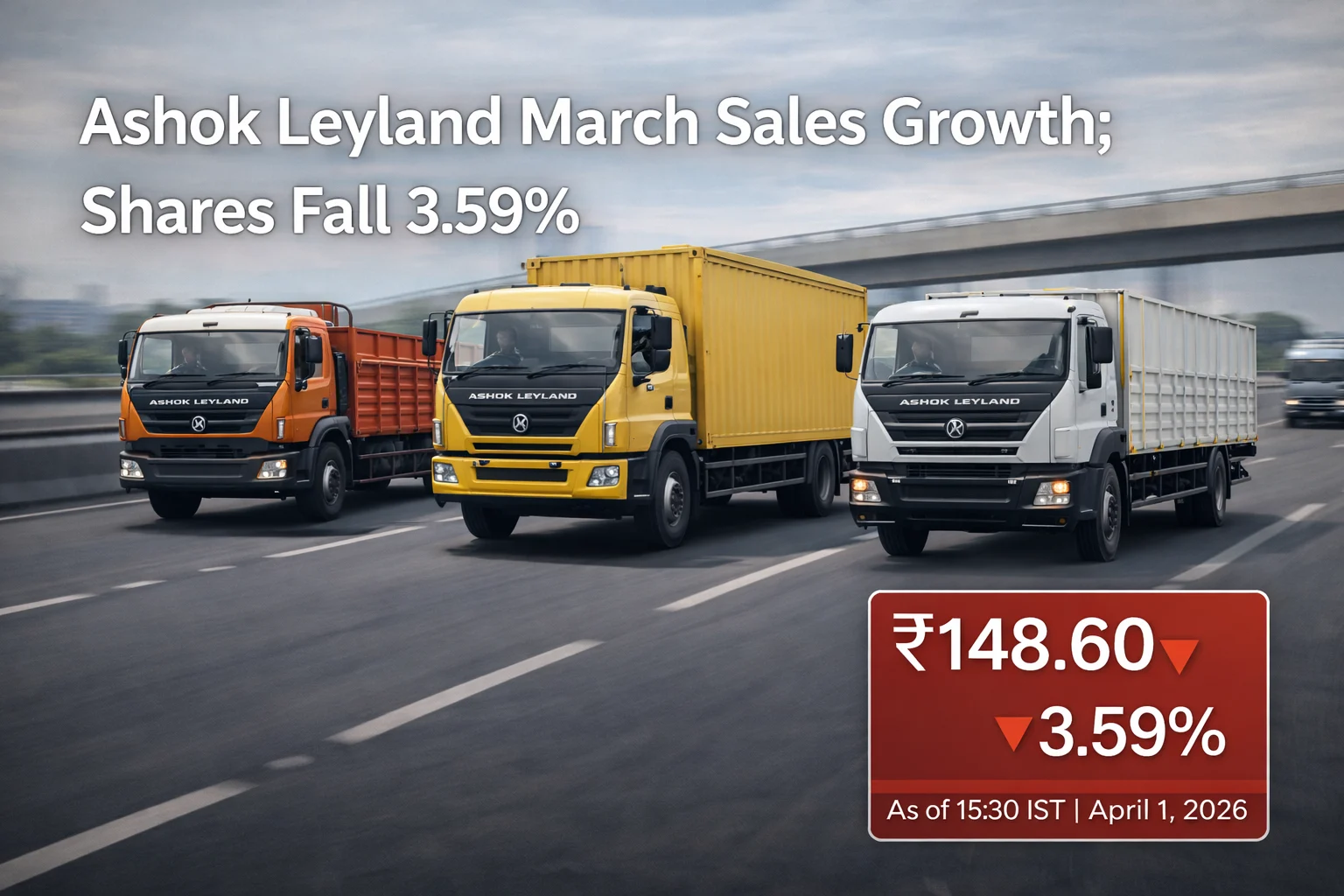 Ashok Leyland March Sales Growth; Shares Fall 3.59%