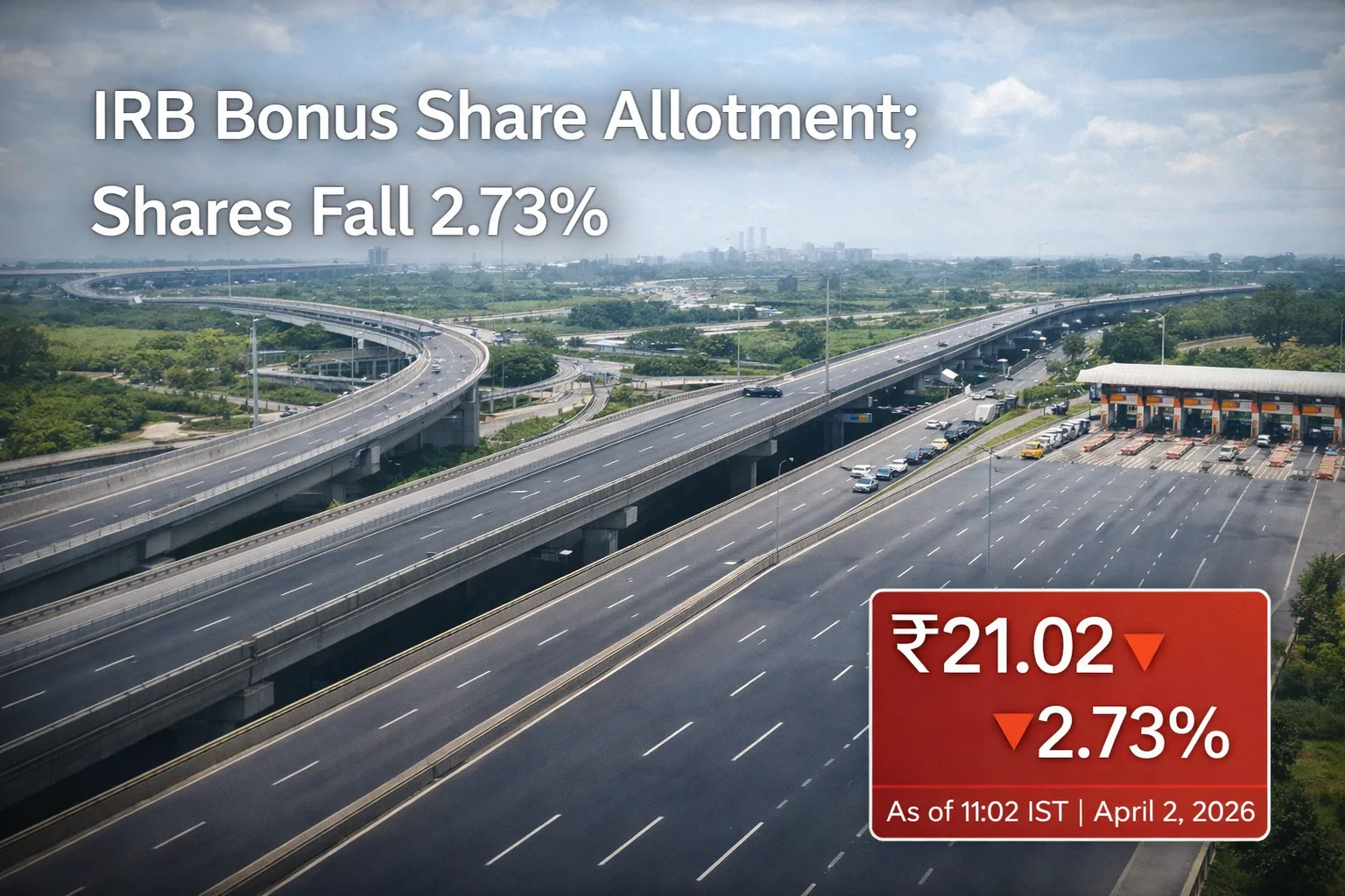 IRB Allots 1:1 Bonus Equity Share; Shares Down 2.73%