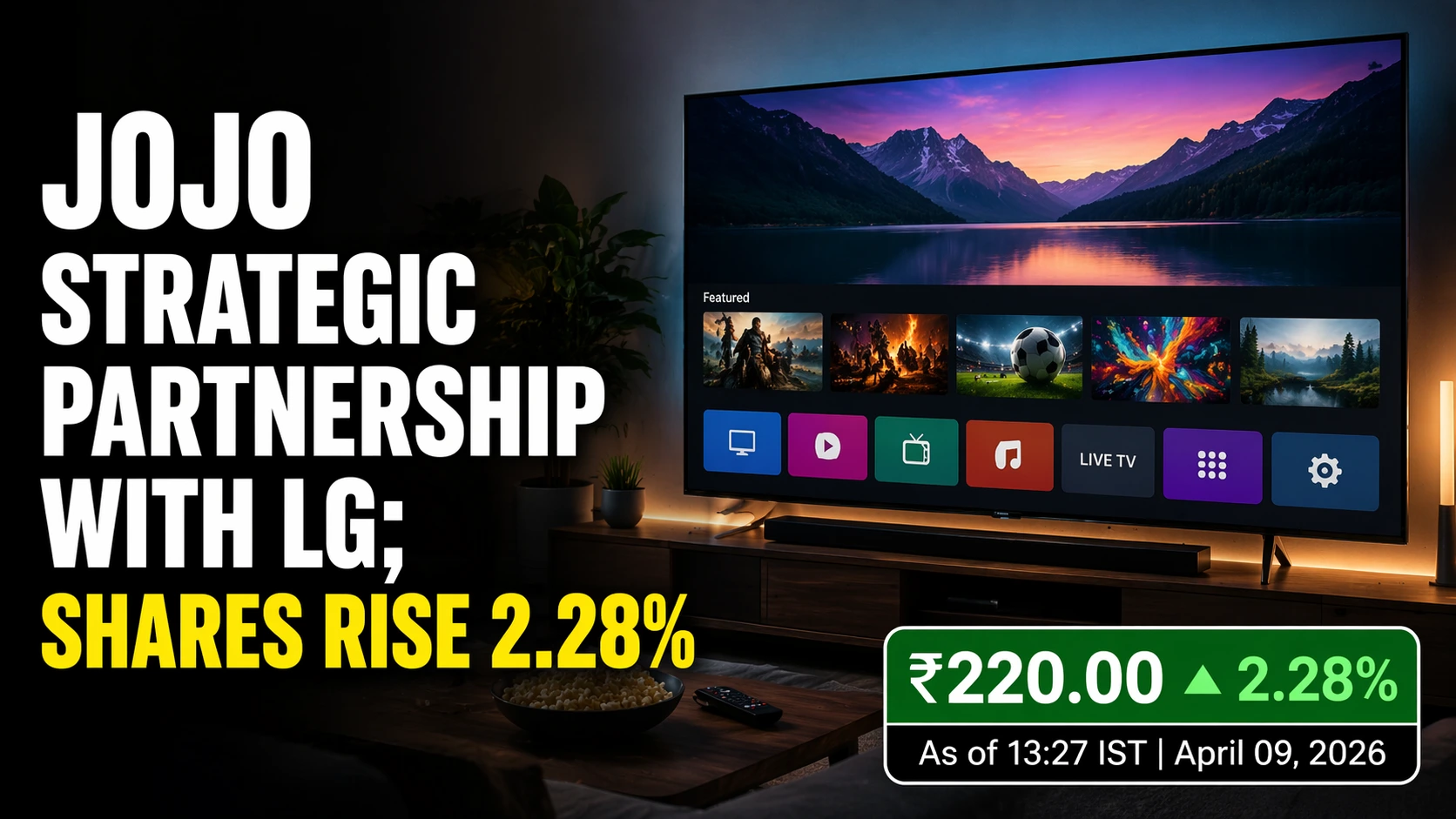 JOJO Partners With LG to Launch ‘JOJO TV’; Shares Up 2.28%