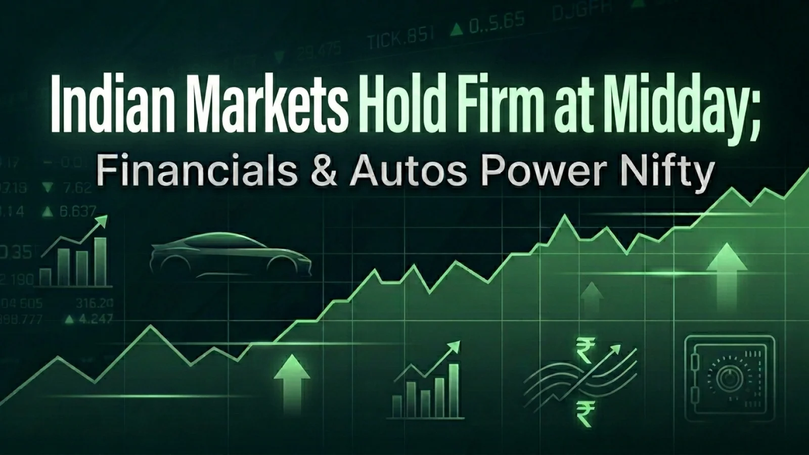 Indian Markets Hold Firm at Midday; Financials and Autos Power Nifty 