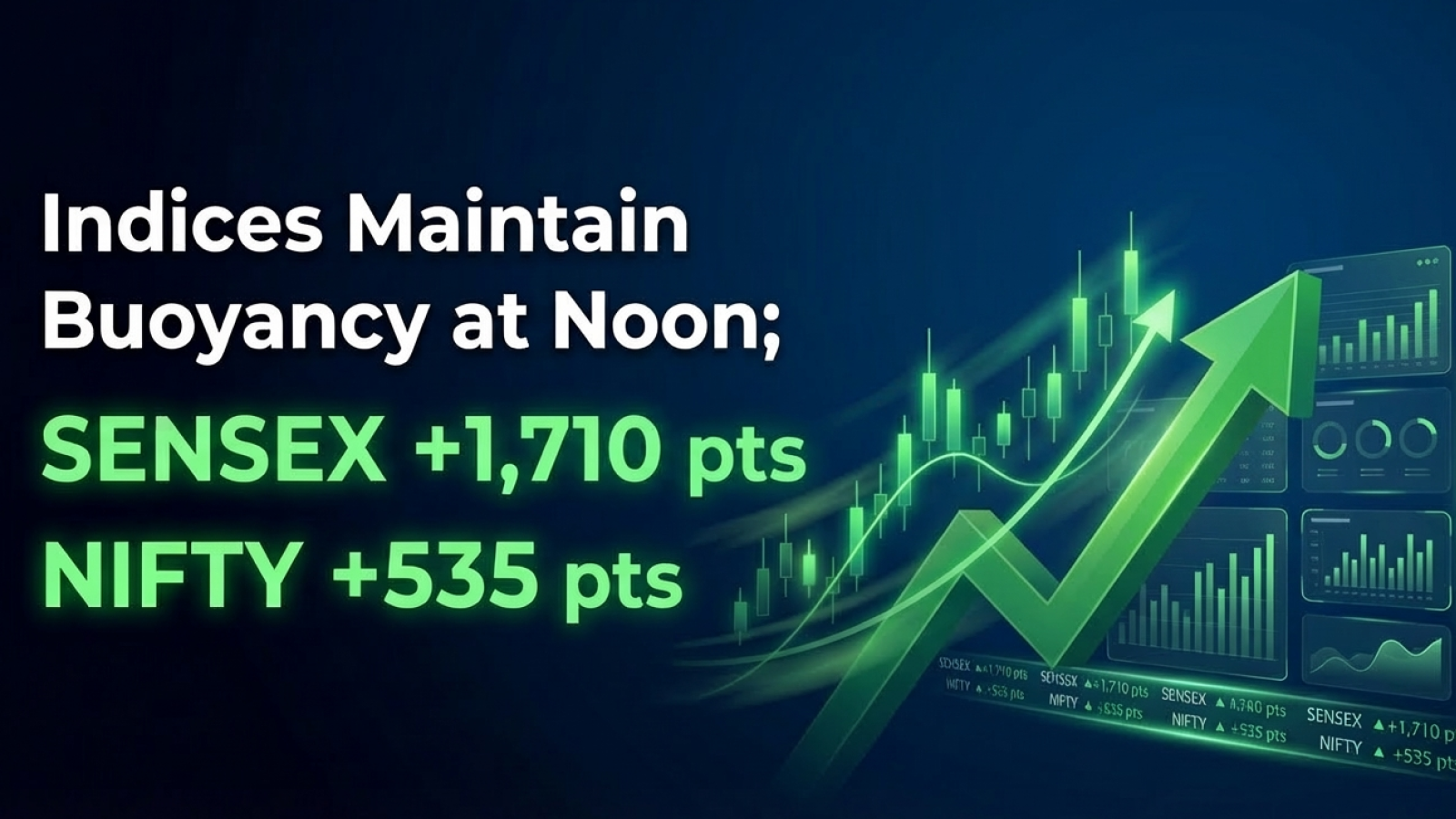 Indices Maintain Buoyancy at Noon; Sensex up 1,710 pts, Nifty At 535.95 pts higher