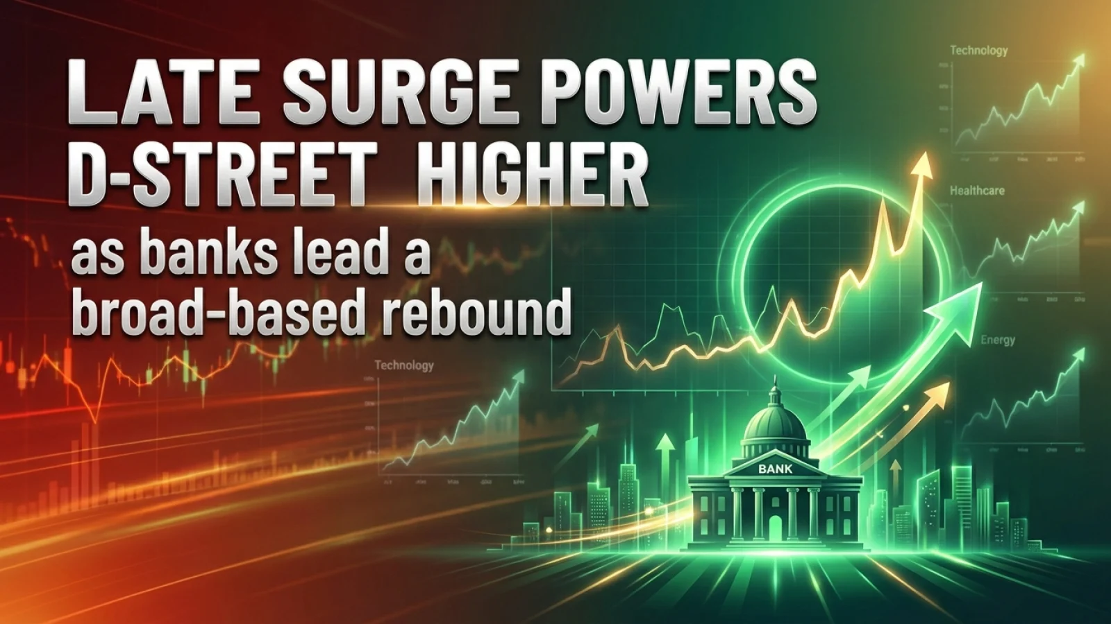 Market Close: Late Surge Powers D-Street Higher As Banks Lead a Broad-Based Rebound