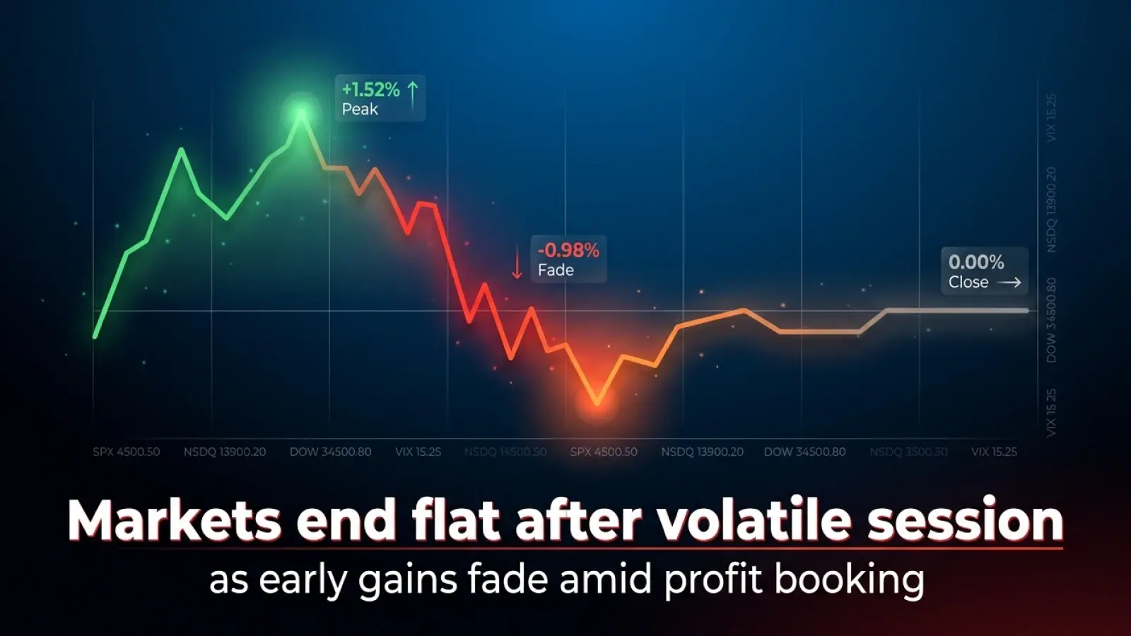Markets End Flat After Volatile Session As Early Gains Fade Amid Profit Booking