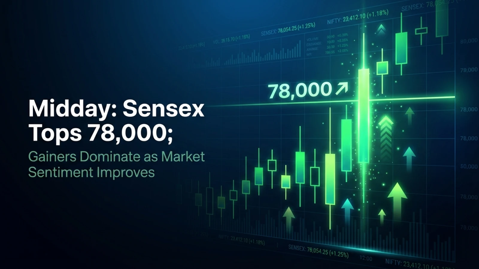 Midday: Sensex Tops 78,000; Gainers Dominate as Market Sentiment Improves 