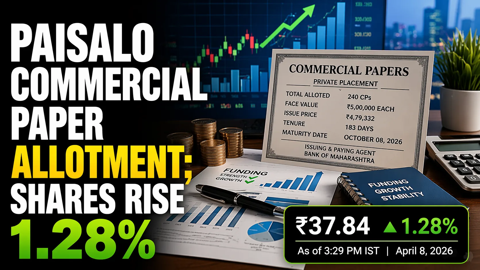 Paisalo Commercial Paper Allotment; Shares Rise 1.28%