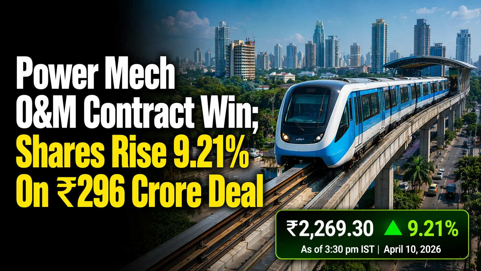 Power Mech O&M Contract Win; Shares Rise 9.21% On ₹296 Crore Deal
