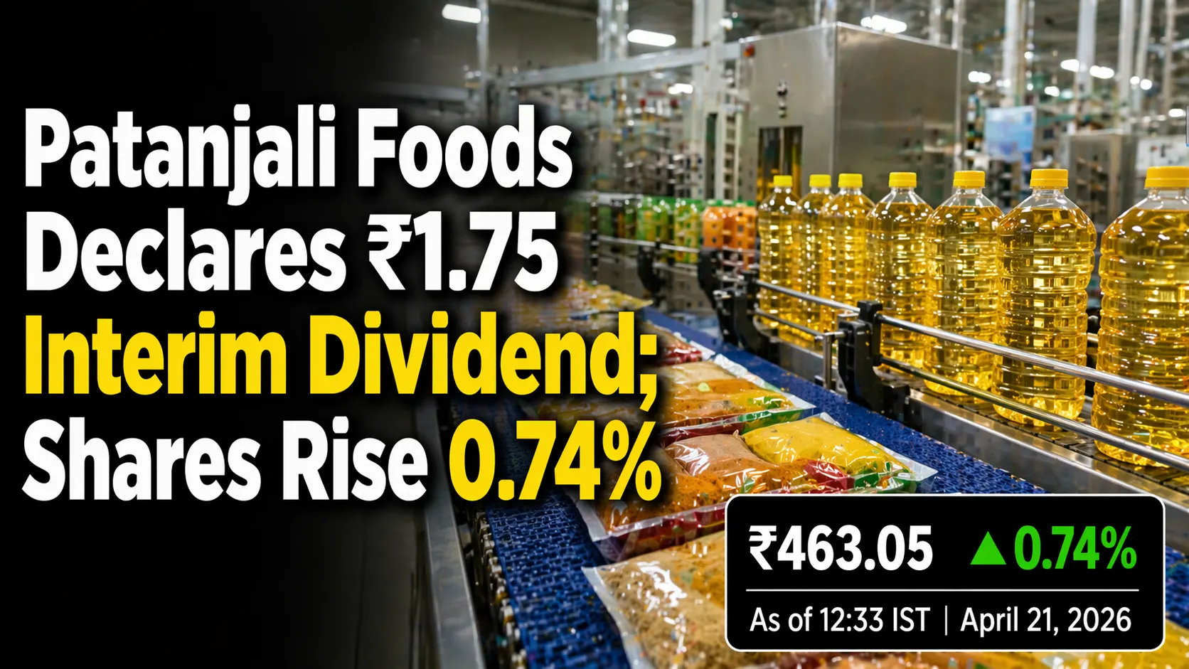 Patanjali Foods Declares ₹1.75 Interim Dividend; Shares Rise 0.74% 