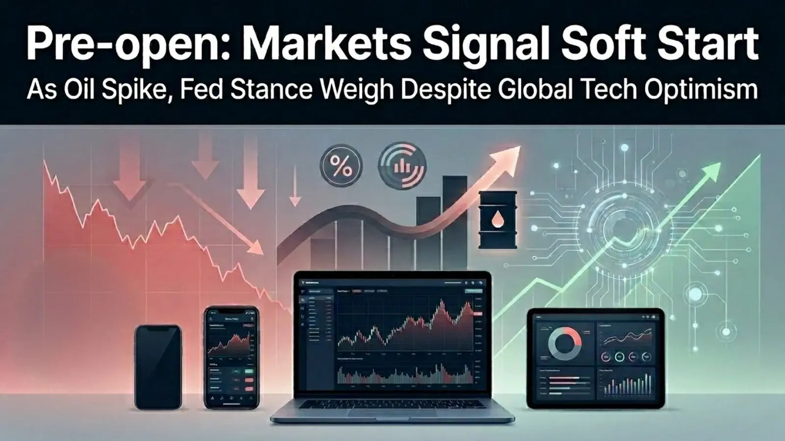 Pre-open: Markets Signal Soft Start As Oil Spike, Fed Stance Weigh Despite Global Tech Optimism 
