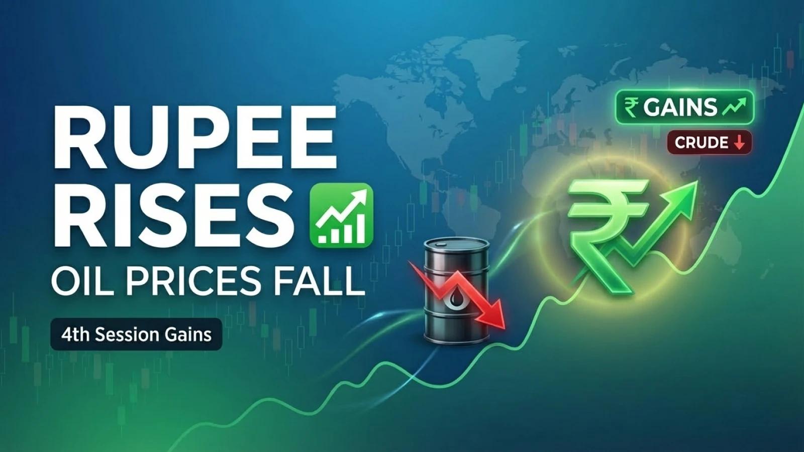 Rupee Gains for Fourth Session on Lower Crude