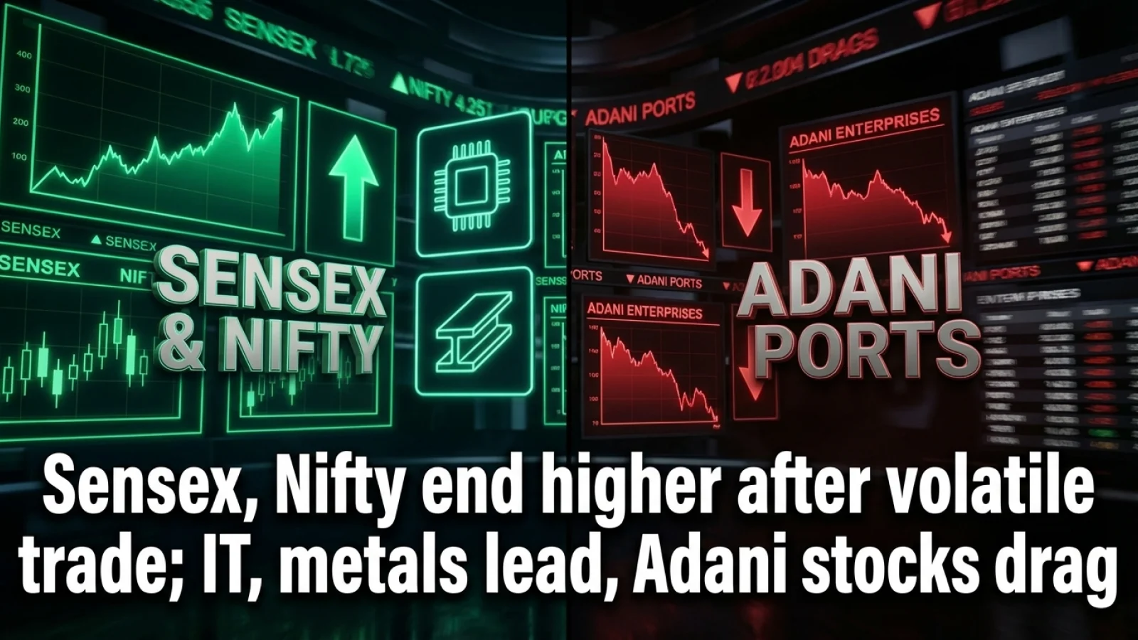 Sensex, Nifty End Higher After Volatile Trade; IT, Metals Lead, Adani Stocks Drag