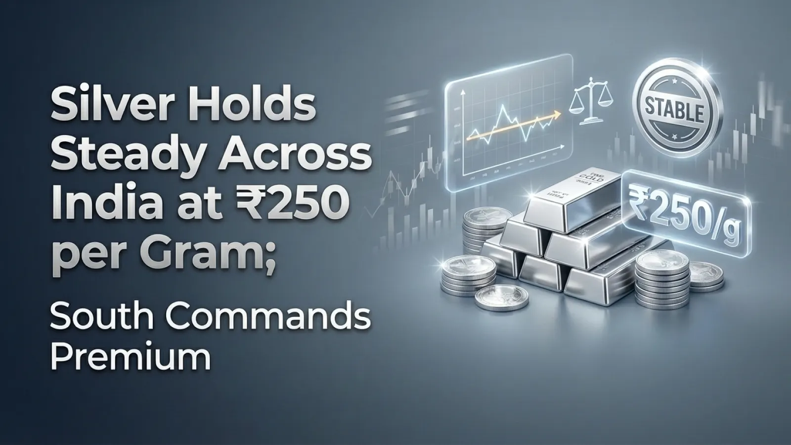 Silver Holds Steady Across India at ₹250 per Gram; South Commands Premium
