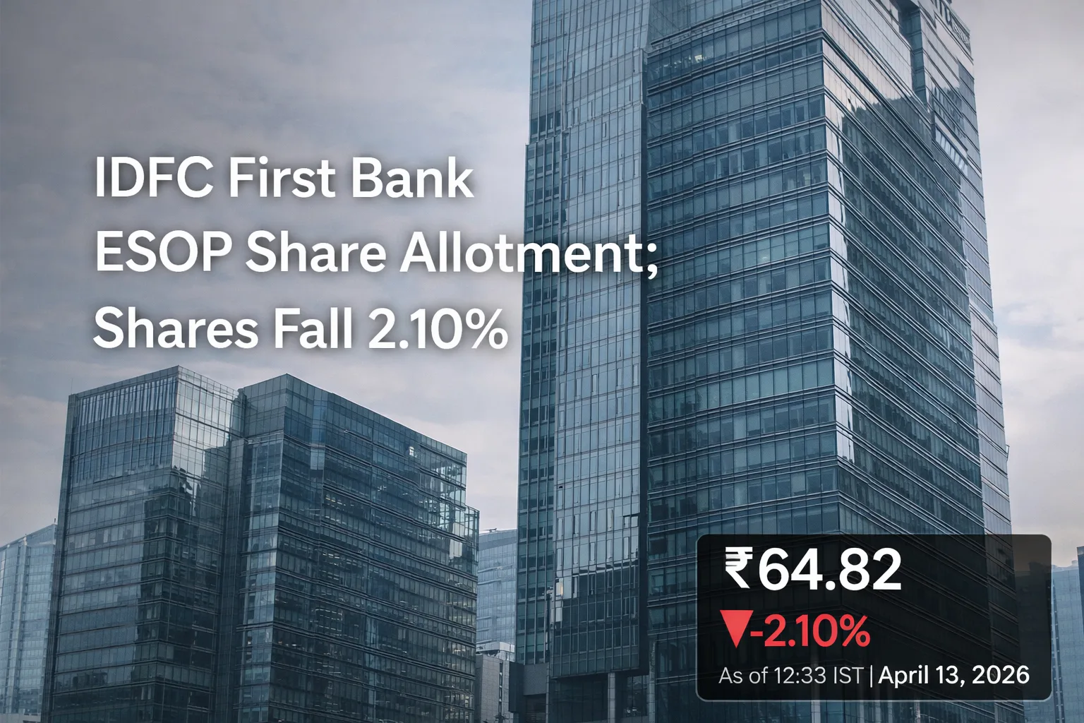 IDFC First Bank ESOP Share Allotment; Shares Down 2.10%