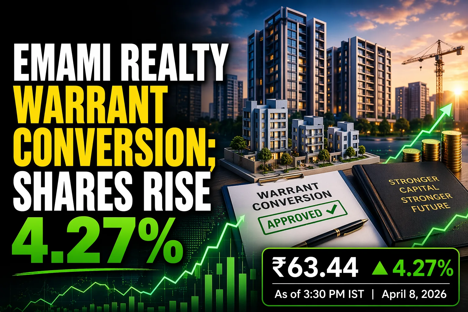 Emami Realty Warrant Conversion; Shares Rise 4.27%