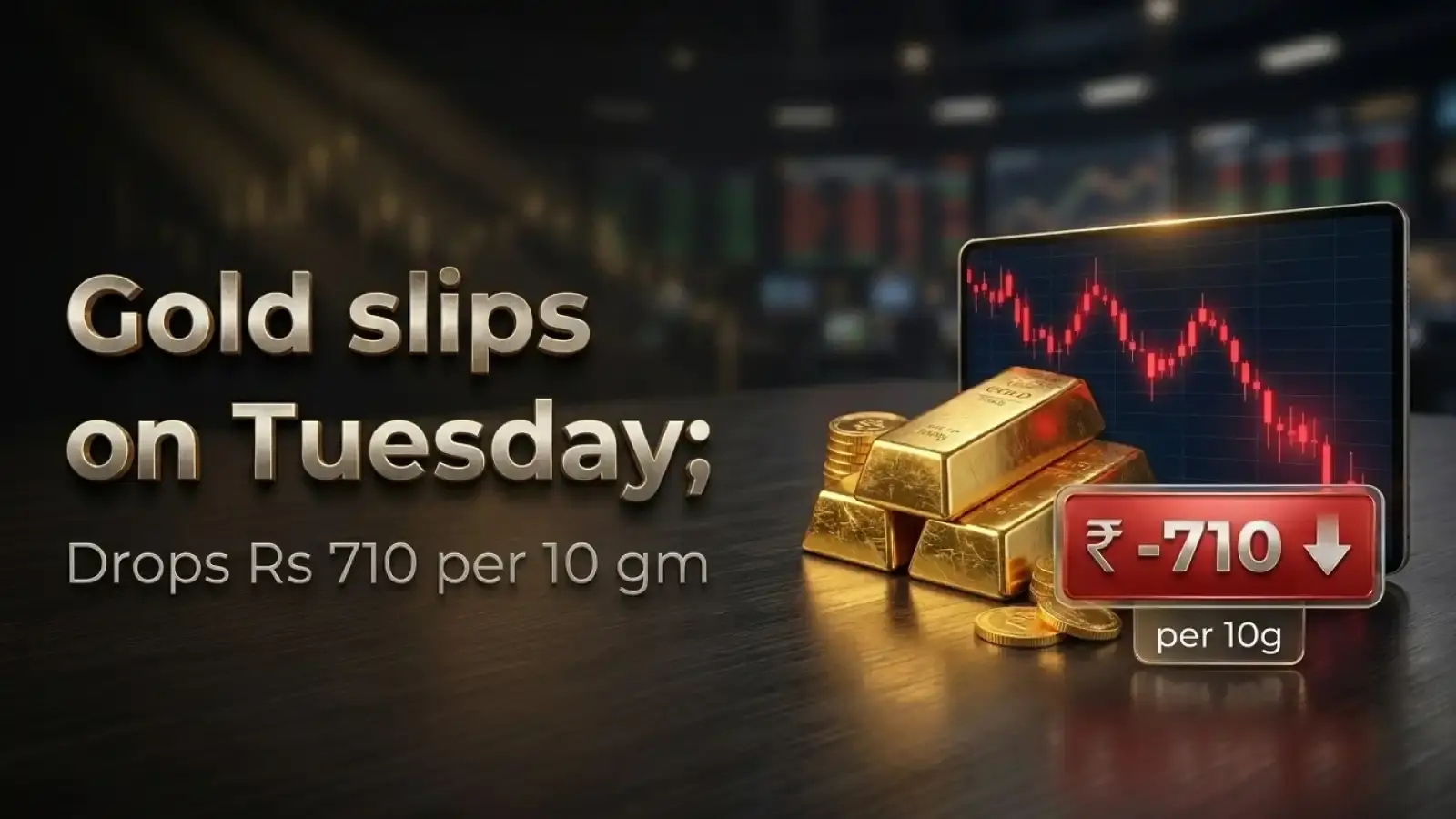 Gold slips on Tuesday; Drops Rs 710 per 10 gm