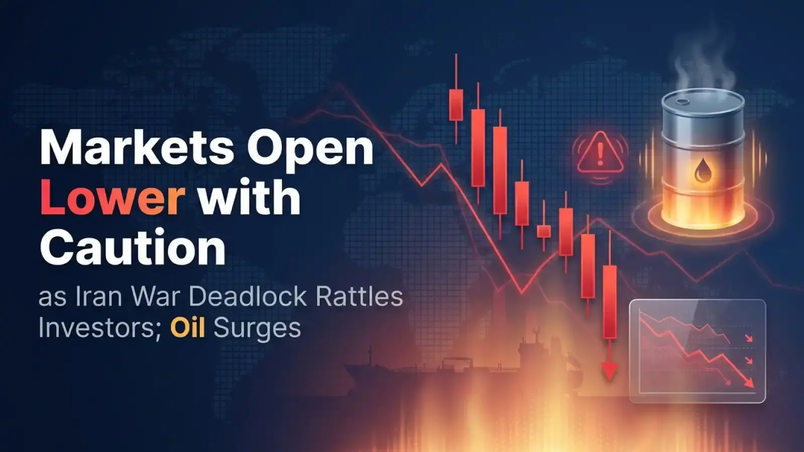 Markets Open Lower with Caution as Iran War Deadlock Rattles Investors; Oil Surges