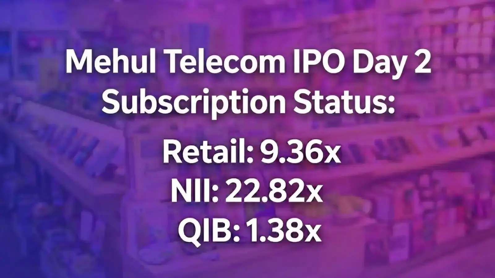 Mehul Telecom IPO Day 2 Subscription Status: Issue Subscribed 9.91x