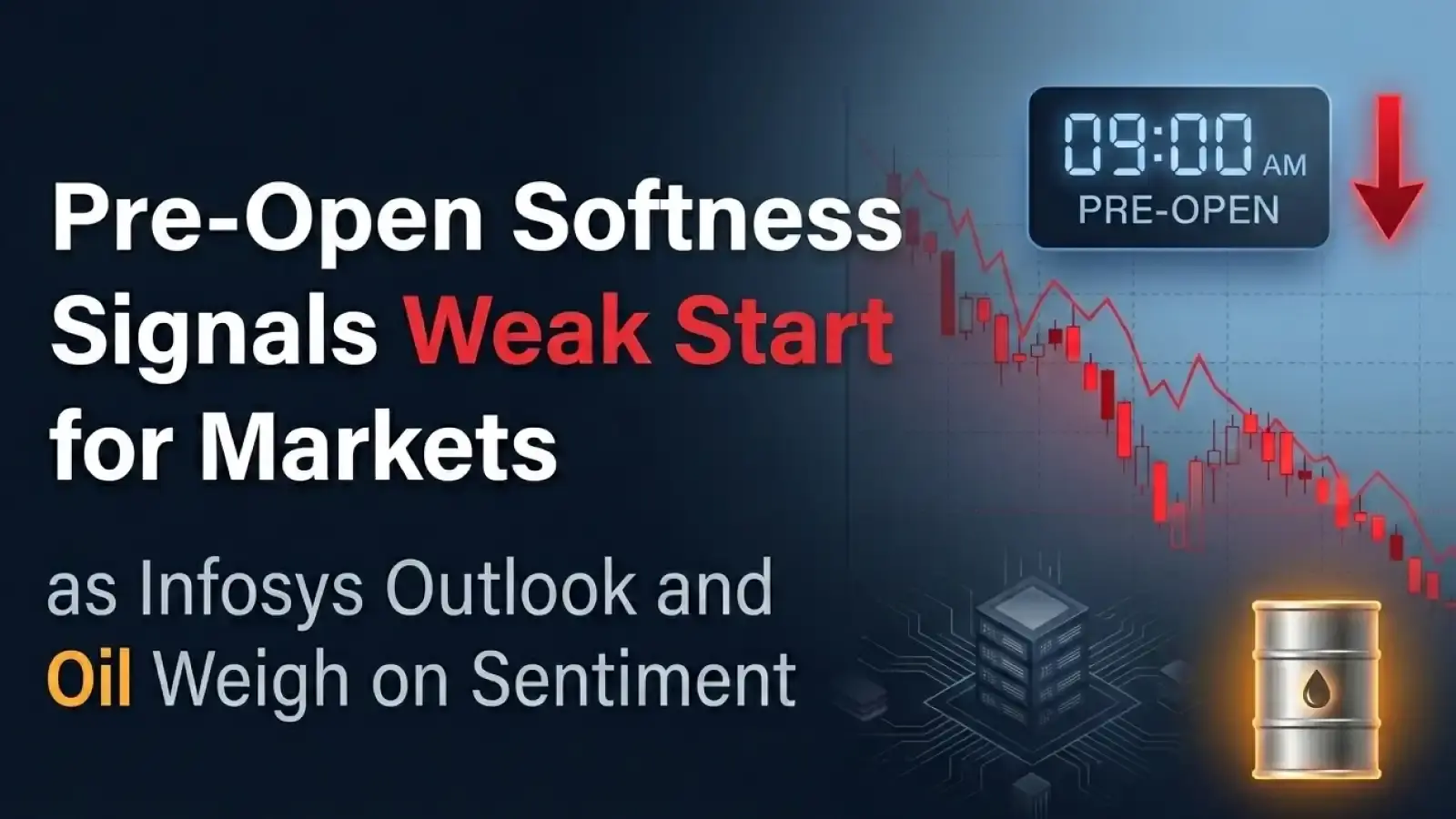 Pre-Open Softness Signals Weak Start for Markets as Infosys Outlook and Oil Weigh on Sentiment 
