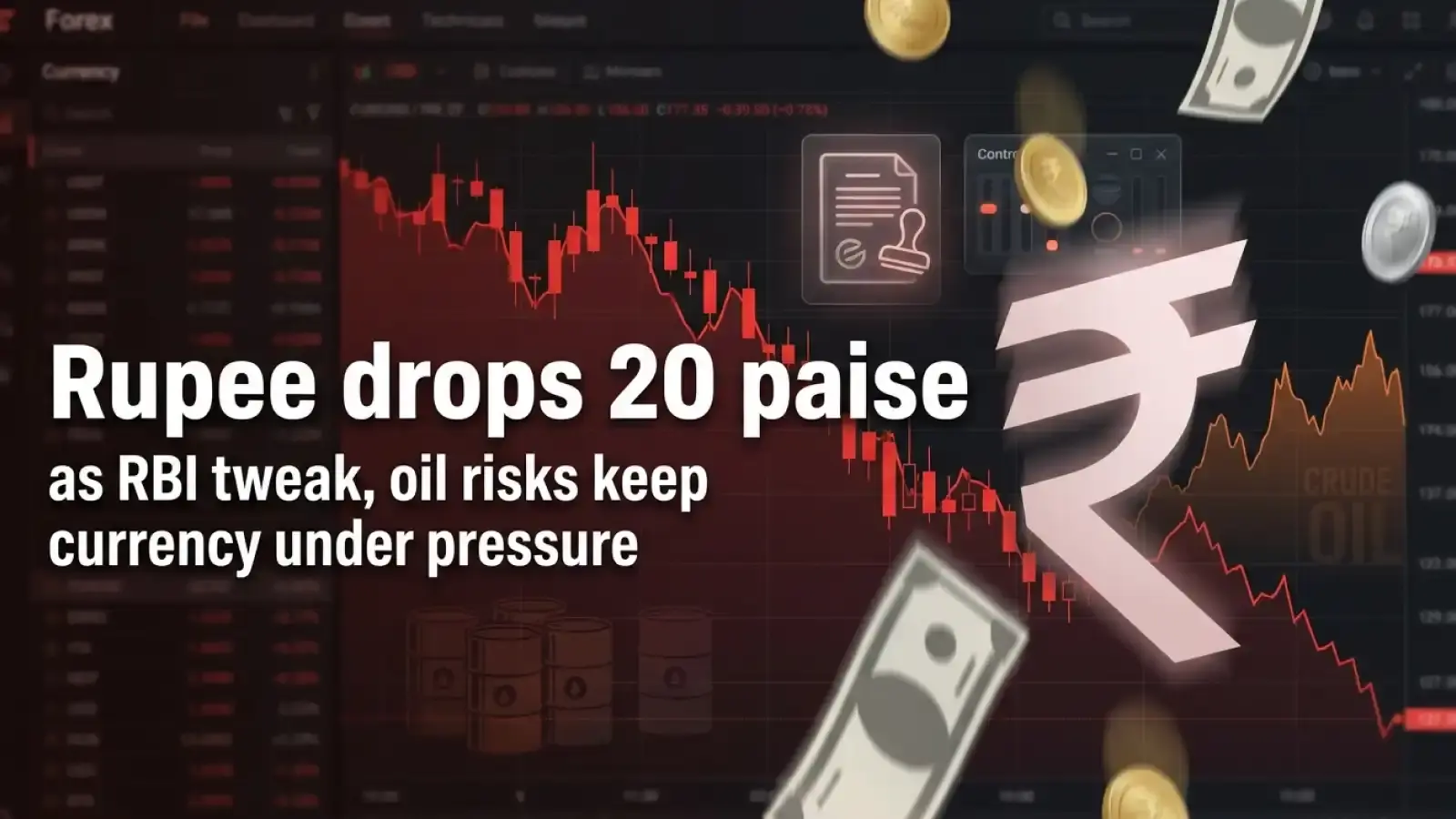 Rupee Drops 20 Paise As RBI Tweak, Oil Risks Keep Currency Under Pressure