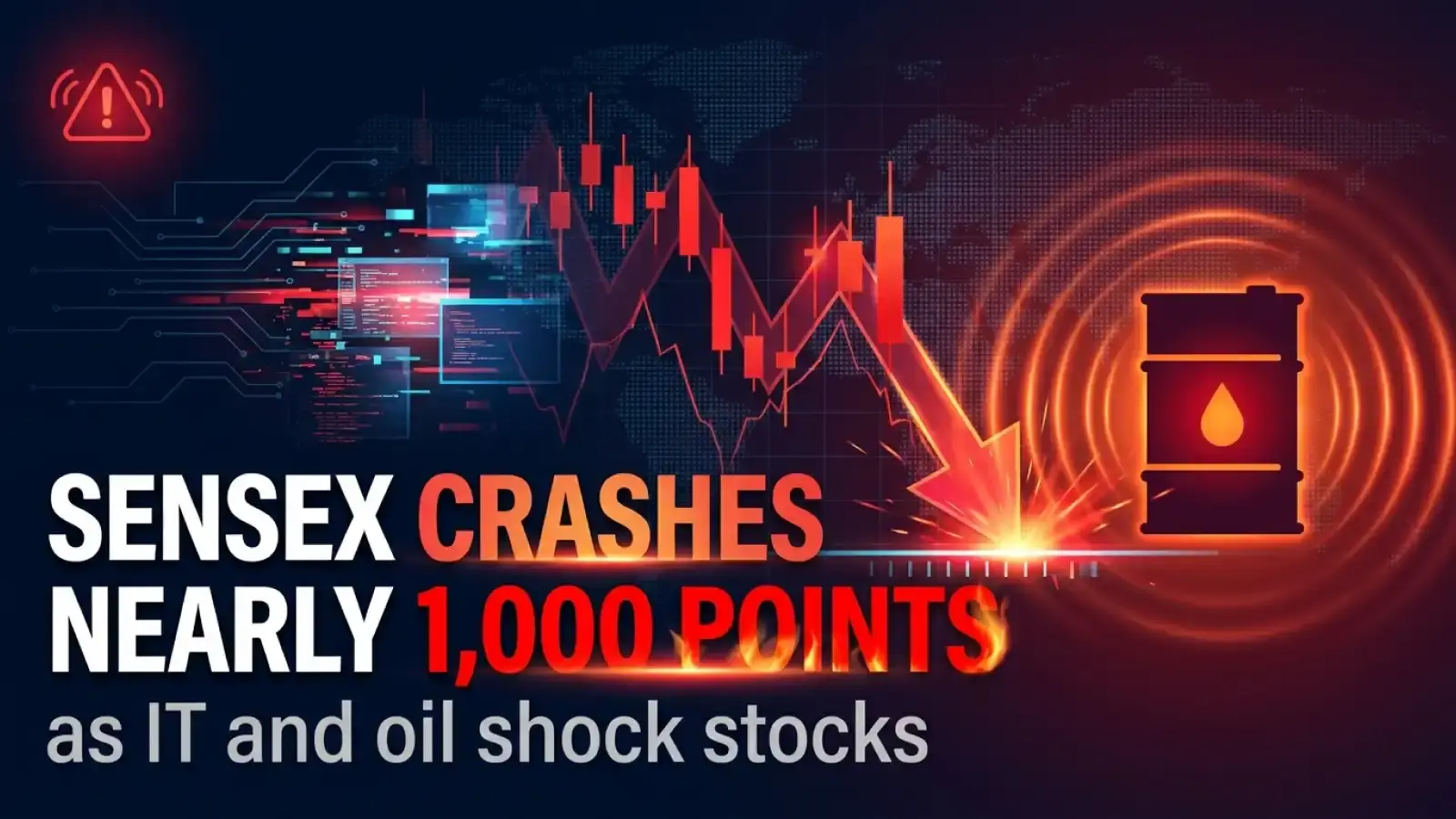 Sensex Crashes Nearly 1,000 Points as IT and Oil Shock Stocks