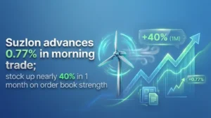 Suzlon advances 0.77% in morning trade; stock up nearly 40% in 1 month on order book strength