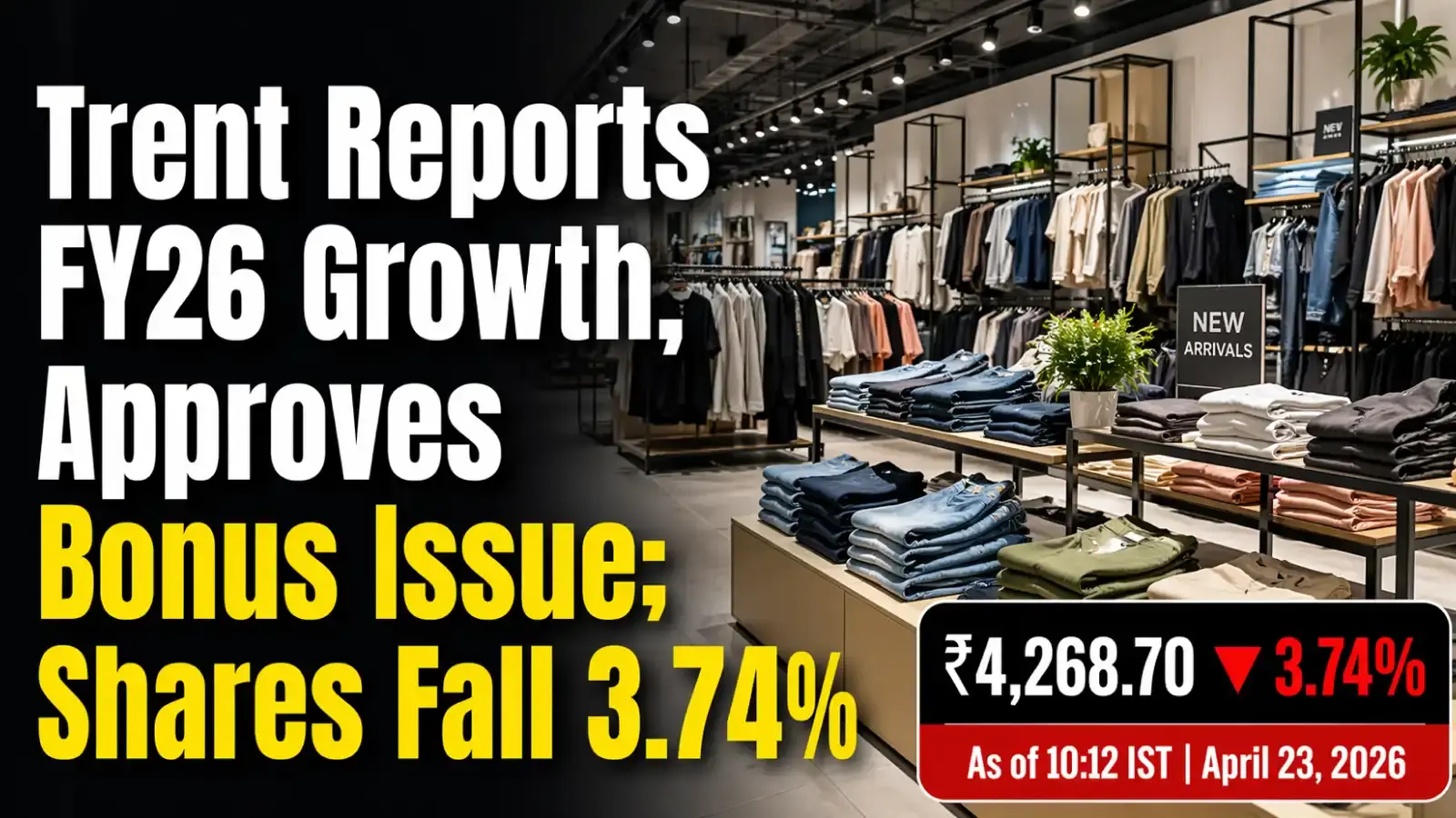 Trent Reports FY26 Growth, Approves Bonus Issue; Shares Fall 3.74% 