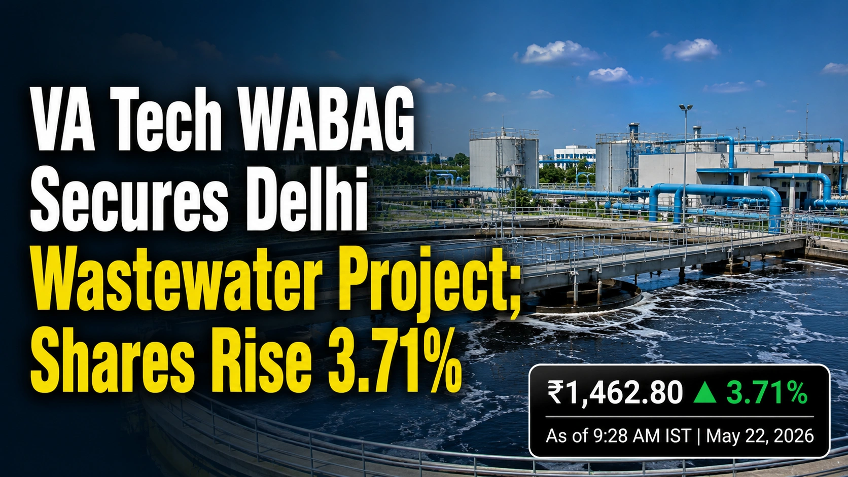 VA Tech WABAG Secures Delhi Wastewater Project; Shares Rise 3.71%