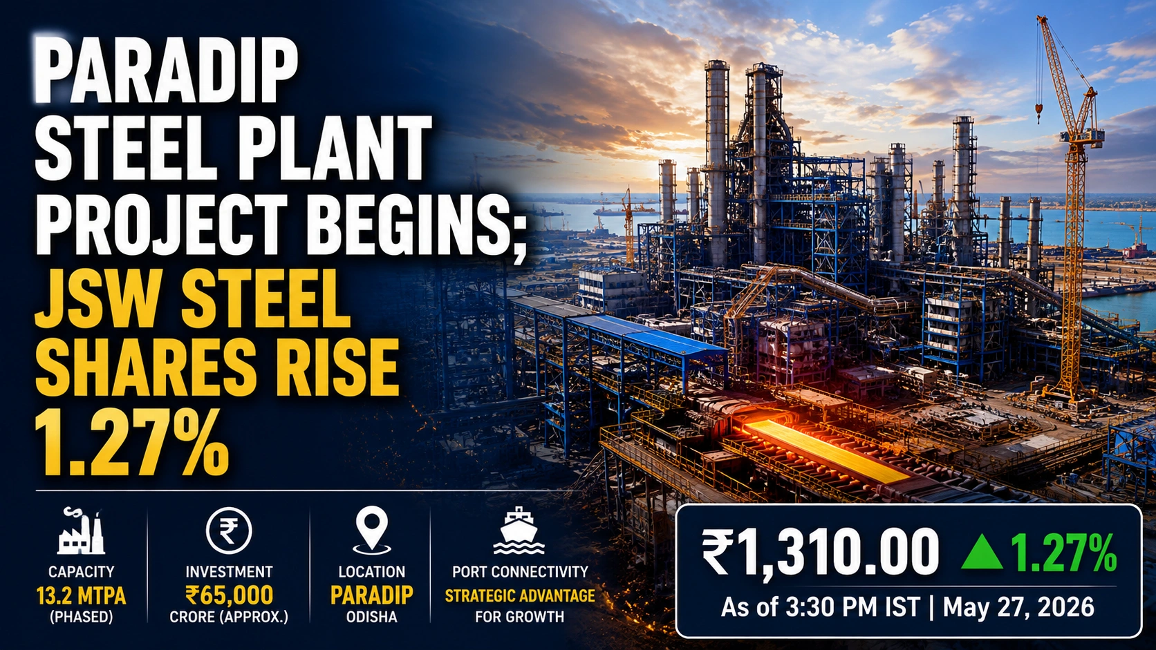 JSW Steel Starts Work On ₹65,000 Crore Odisha Mega Project