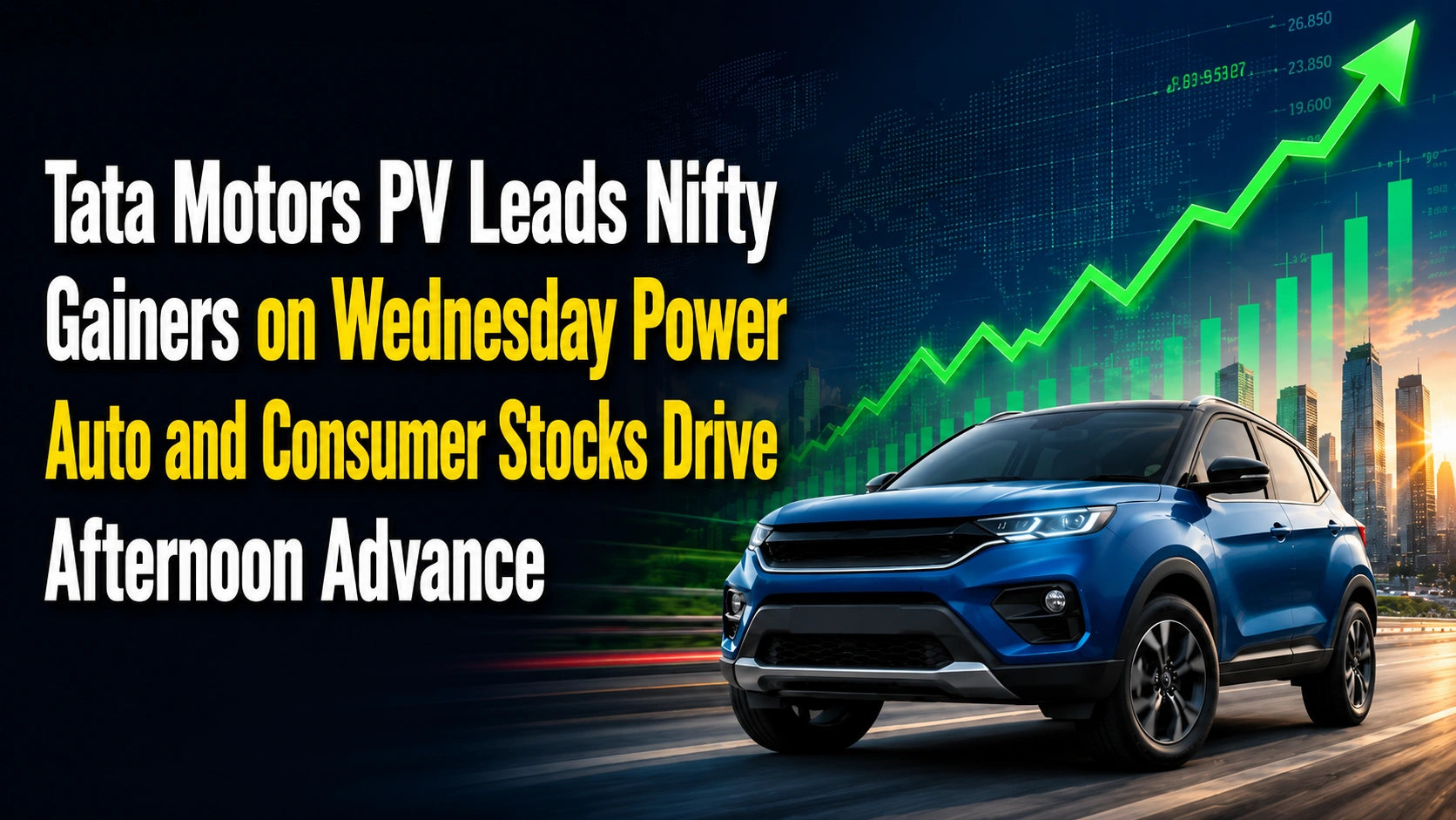 Tata Motors PV Leads Nifty Gainers on Wednesday; Power, Auto and Consumer Stocks Drive Afternoon Advance