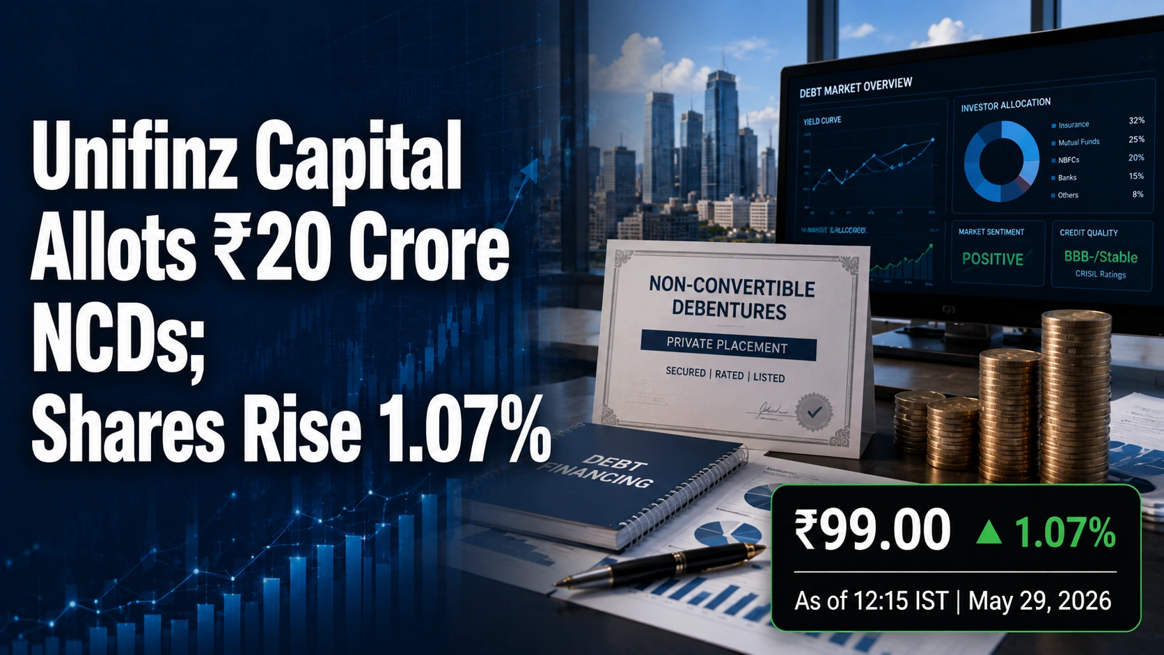 Unifinz Capital Allots ₹20 Crore Secured NCDs; Shares Rise 1.07%
