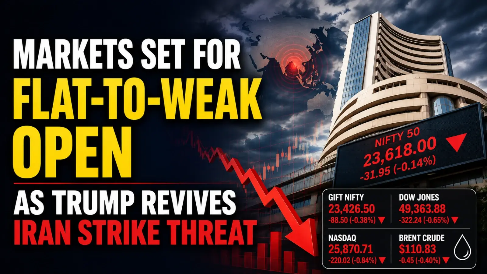 Markets Set for Flat-to-Weak Open as Trump Revives Iran Strike Threat