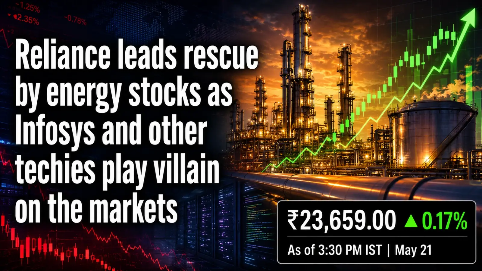 NSE, BSE Close Marginally Higher; Reliance Leads Rescue by Energy Stocks as Infosys, TCS, Coforge and Other IT Stocks Play Spoilsport