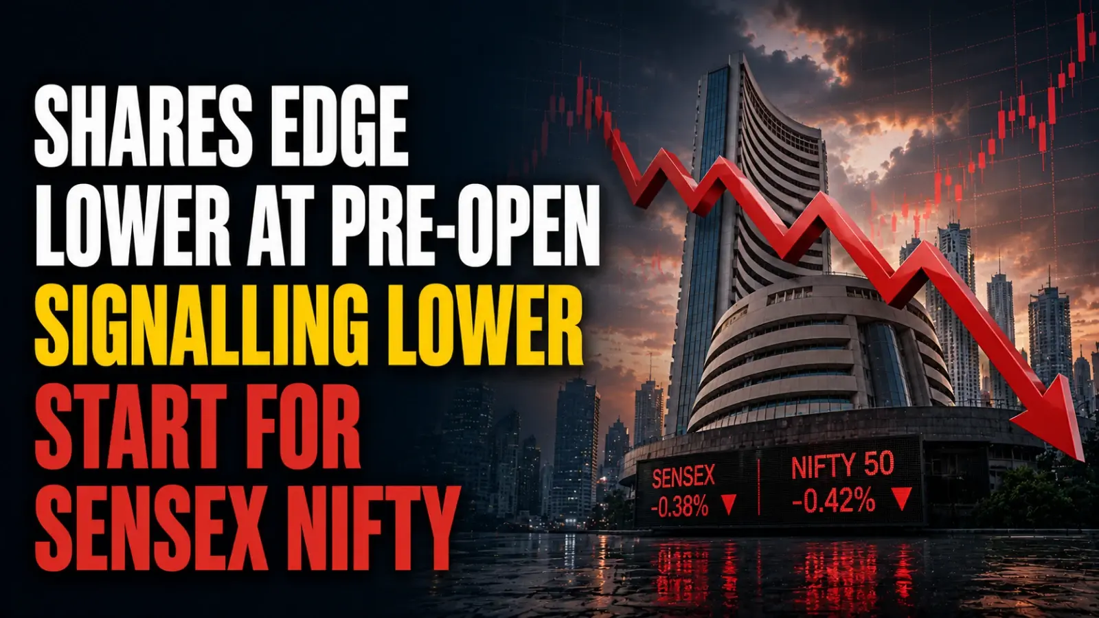 Shares Edge Lower At Pre-Open Signalling Lower Start For Sensex, Nifty