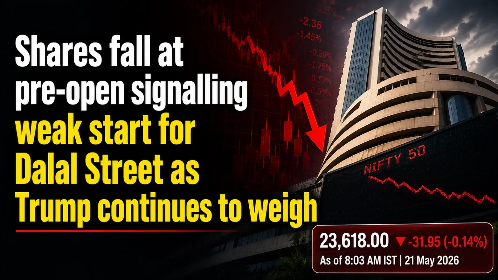 Shares Fall at Pre-open Signalling Weak Start for Dalal Street as Trump Continues to Weigh