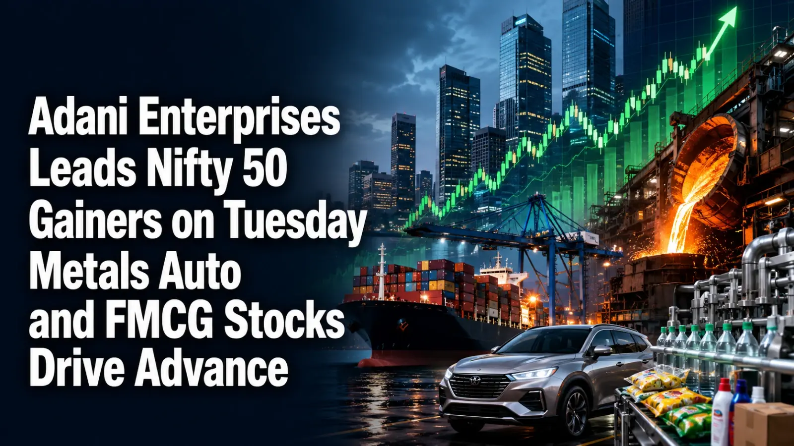 Adani Enterprises Leads Nifty 50 Gainers on Tuesday; Metals, Auto and FMCG Stocks Drive Advance