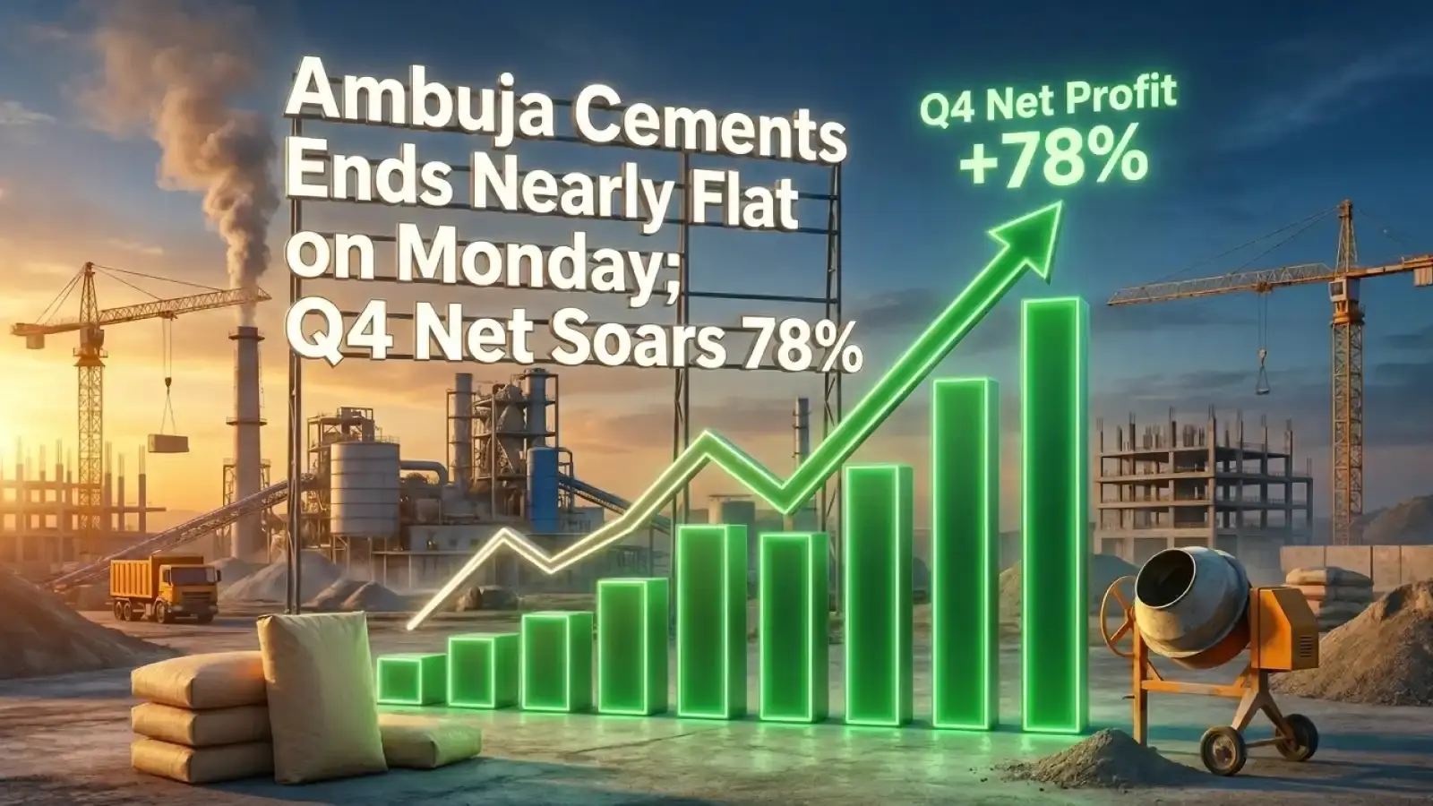 Ambuja Cements Ends Nearly Flat on Monday; Q4 Net Soars 78%