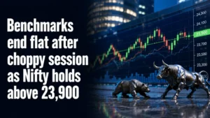 Benchmarks End Flat After Choppy Session as Nifty Holds Above 23,900