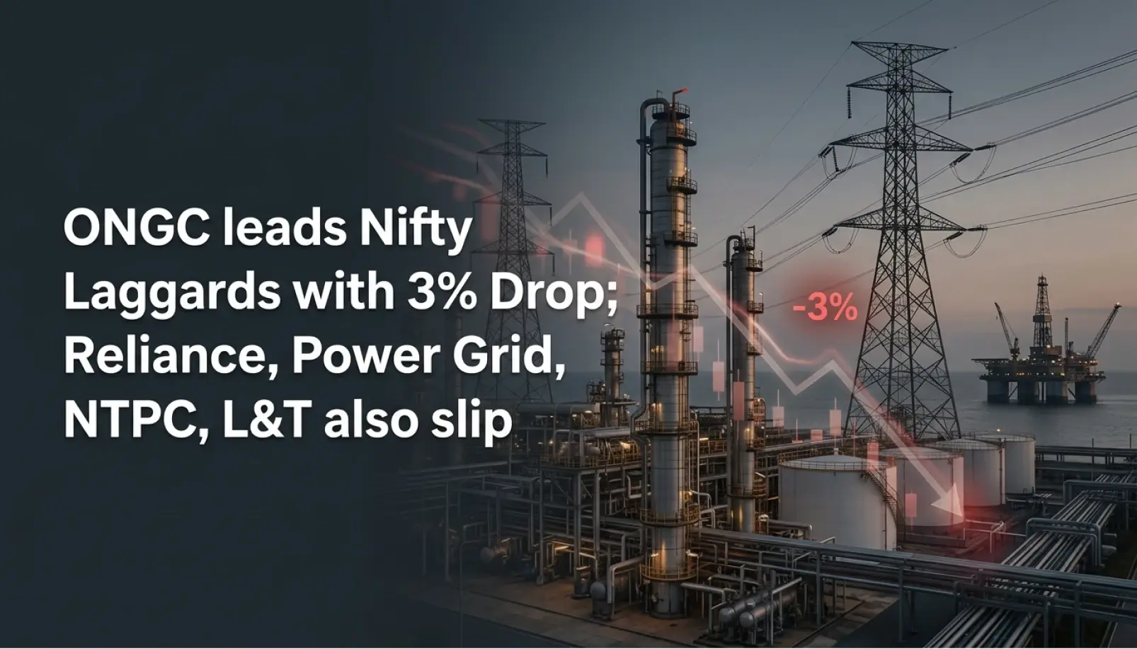 Top Nifty 50 Losers of May 6: ONGC leads Nifty Laggards with 3% Drop; Reliance, Power Grid, NTPC, L&T also slip  Mumbai, May 6: ONGC was the steepest Nifty 50 decliner on Wednesday, falling 3.12% to close at ₹280.9 as softening crude oil prices — triggered by US President Donald Trump’s announcement of a pause in the Strait of Hormuz escort operation — weighed on energy sector stocks. Reliance Industries, Power Grid Corporation, NTPC, Larsen & Toubro, Hindalco Industries and Coal India also featured among the seven biggest Nifty 50 losers of the session, declining between 0.85% and 1.70% in a day where the broader index advanced sharply but sector-specific headwinds kept these counters in the red.  ONGC — down 3.12%  ONGC was the biggest laggard on the Nifty 50 on Wednesday, tumbling 3.12% to close at ₹280.9 on the NSE. The PSU oil producer ONGC share price opened at ₹289.95 — exactly at its previous close — and sold off progressively through the session, touching an intraday low of ₹280 before settling marginally above that level, with the high for the day a mere ₹290.25. The decline was directly linked to the easing in global crude oil prices, with Brent falling over 1.3% and WTI slipping below the ₹100-per-barrel threshold, which directly pressures upstream oil producers’ earnings outlook. ONGC traded 2.29 crore shares worth approximately ₹648.71 crore during the session, reflecting heavy exit volumes as traders repositioned away from oil-sensitive names.  Reliance Industries — down 1.70%  Reliance Industries shed 1.70% on Wednesday to close at ₹1,438.7, slipping from its previous close of ₹1,463.6. The conglomerate opened at ₹1,463, briefly touched an intraday high of ₹1,473.3 in early trade before turning lower, declining to a session low of ₹1,427.5 as selling emerged in its oil-to-chemicals business vertical amid the crude price retreat. Reliance was the most actively traded stock among the day’s Nifty 50 losers by value, with 1.42 crore shares changing hands worth approximately ₹2,054.19 crore, underscoring the weight of institutional activity in the counter even on a down day.  Power Grid Corporation — down 1.46%  Power Grid Corporation share price declined 1.46% on Wednesday to close at ₹314.8, retreating from its previous close of ₹319.45. The PSU transmission utility opened at ₹320.05 and quickly ran into selling pressure, falling to an intraday low of ₹314.6 before settling near that level, with a session high of ₹321.5. A total of 48.84 lakh shares worth approximately ₹154.69 crore were traded during the day, with the stock’s decline reflecting the broader profit-taking seen in defensive utility counters as investors rotated into higher-beta names like aviation and financials.     NTPC — down 1.14%  NTPC share price slipped 1.14% to close at ₹394.1 on Wednesday, falling from its previous close of ₹398.65. The state-run power generator opened at ₹400, briefly crossed the day’s high of ₹403 in early trade before retreating steadily through the session to an intraday low of ₹391.65. Volume stood at 1.11 crore shares with a total traded value of approximately ₹440.62 crore, as the utility sector came under mild pressure from profit-booking following a multi-session run-up, even as the broader market surged on the back of improved geopolitical sentiment.  Larsen & Toubro — down 1.03%  Larsen & Toubro share price declined 1.03% on Wednesday to close at ₹4,012.6, easing from its previous close of ₹4,054.5. The infrastructure and engineering conglomerate opened at ₹3,974 — a gap-down from Tuesday’s close — and touched an intraday high of ₹4,021 before broadly consolidating through the session with a low of ₹3,900. L&T was the most valuable stock among the day’s losers by traded value, with 95.40 lakh shares changing hands worth approximately ₹3,765.83 crore, with continued institutional churn the dominant theme for the counter during the session.  Hindalco Industries — down 1.01%  Hindalco Industries share price fell 1.01% on Wednesday to close at ₹1,044, giving back gains from the previous session when it had advanced among the Nifty’s top movers. The metals major opened at ₹1,067.8, touched a brief high of ₹1,073.7 in early trade before reversing lower, falling to a session low of ₹1,042.4 on selling linked to mixed global metals cues. Volume was 53.37 lakh shares worth approximately ₹563.83 crore. The stock’s slide from a previous close of ₹1,054.7 represents a reversal of some of the prior session’s advance, with the metals sector broadly giving back a portion of its recent gains as traders took profits.  Coal India — down 0.85%  Coal India rounded out the seven biggest Nifty 50 losers on Wednesday, easing 0.85% to close at ₹468.6 from its previous close of ₹472.6. The PSU mining major opened at ₹473.85, touched a session high of ₹477.5 in early trade before drifting lower through the day to a low of ₹468.05 as energy sector sentiment remained subdued amid the crude price correction. A total of 85.97 lakh shares worth approximately ₹405.97 crore were traded during the session, reflecting steady but not excessive selling in a stock that has seen significant volatility through the ongoing Middle East-driven commodity cycle.  Source: https://www.nseindia.com/market-data/top-gainers-losers