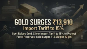 Gold, Silver Import Tariff Increased to 15% to Protect Forex Reserves; Gold Surges ₹13,910 per 10 gm