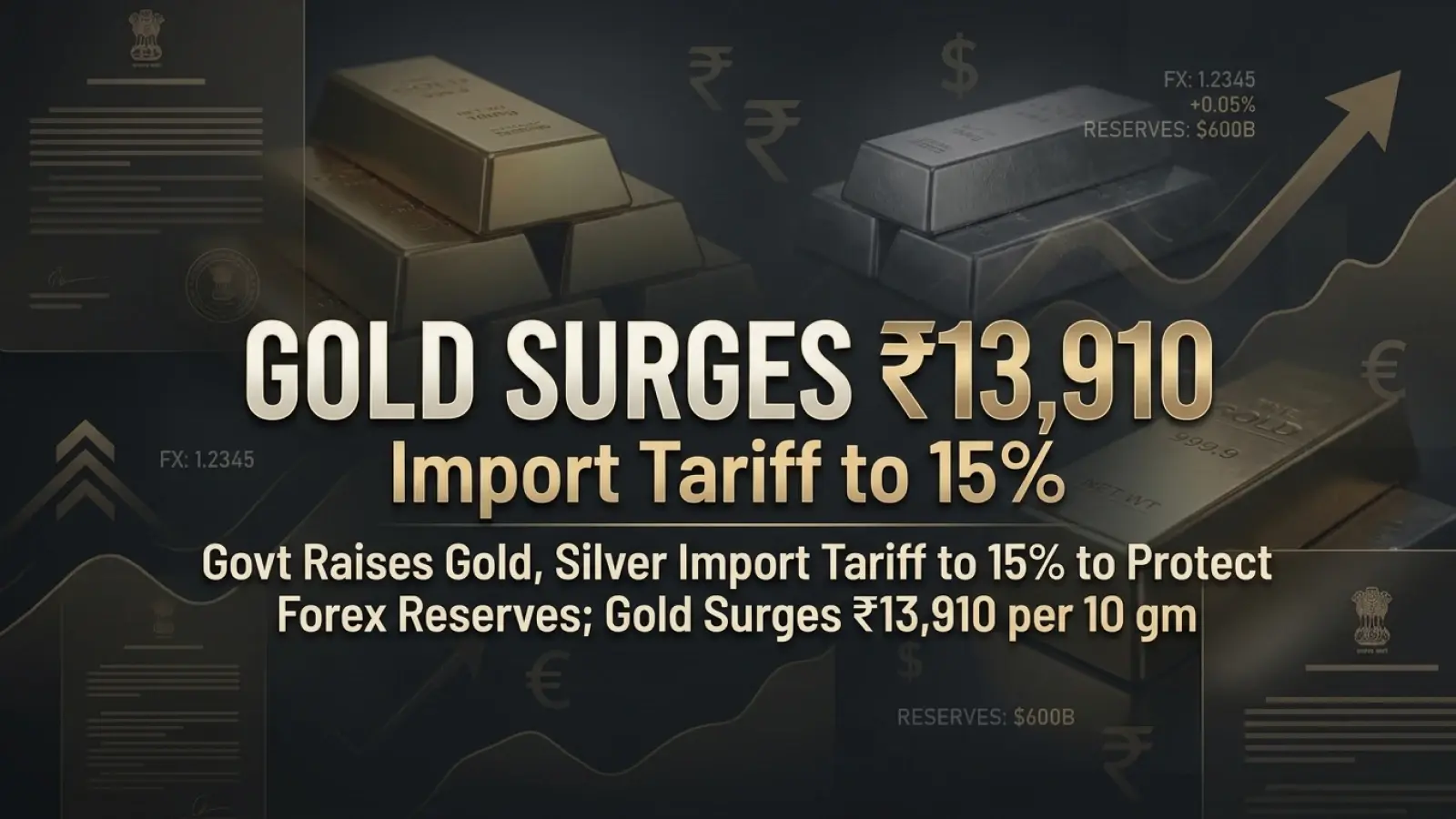 Gold, Silver Import Tariff Increased to 15% to Protect Forex Reserves; Gold Surges ₹13,910 per 10 gm