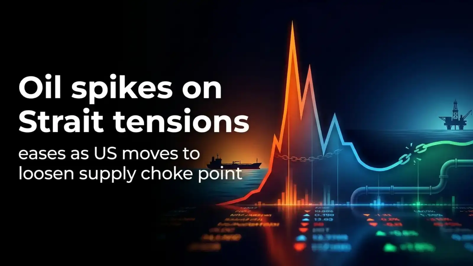 Oil Spikes on Strait Tensions, Eases as US Moves to Loosen Supply Choke Point