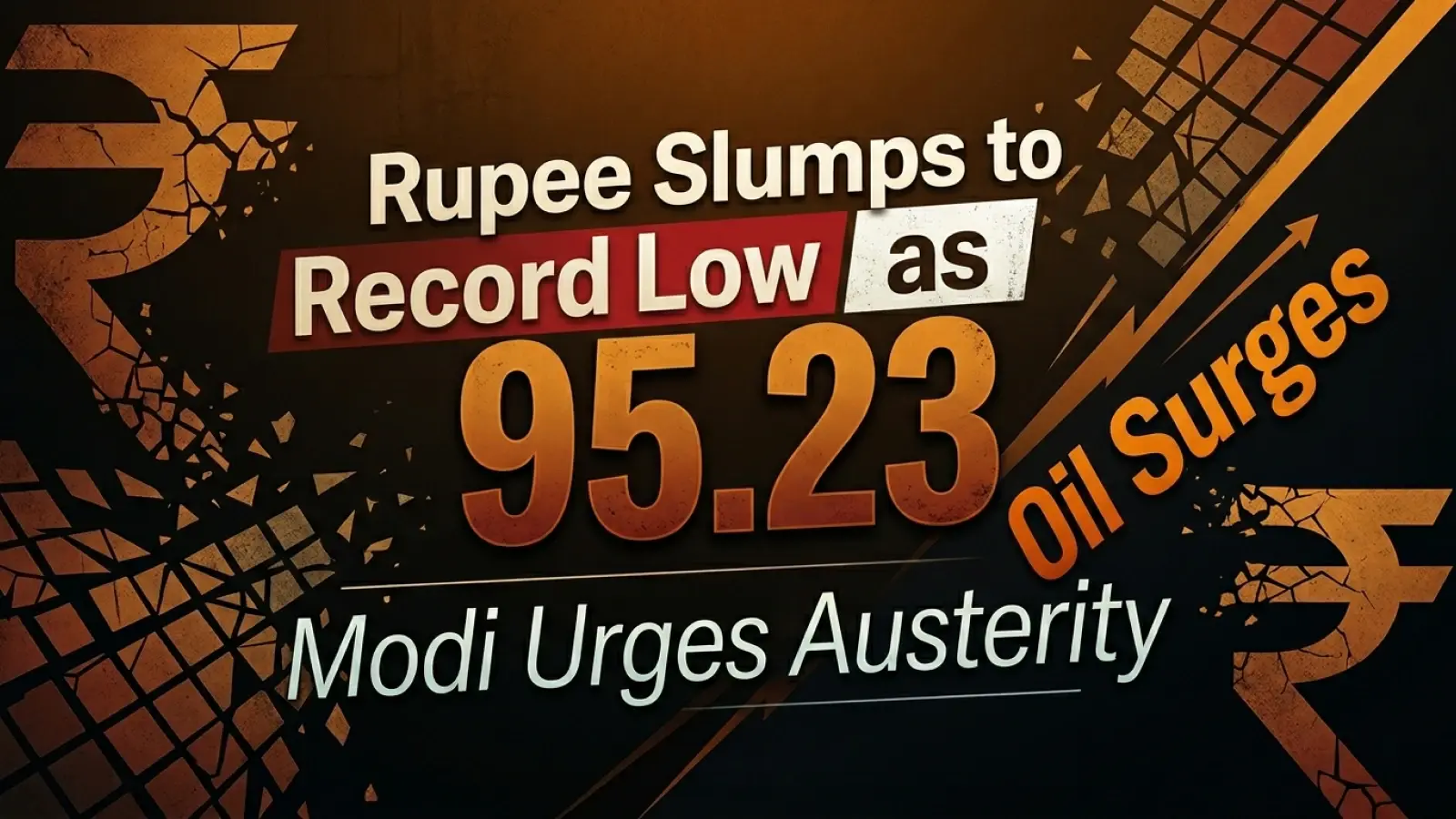 USD vs INR: Rupee Slumps to Record Low at 95.23 as Oil Surges, Modi Urges Austerity