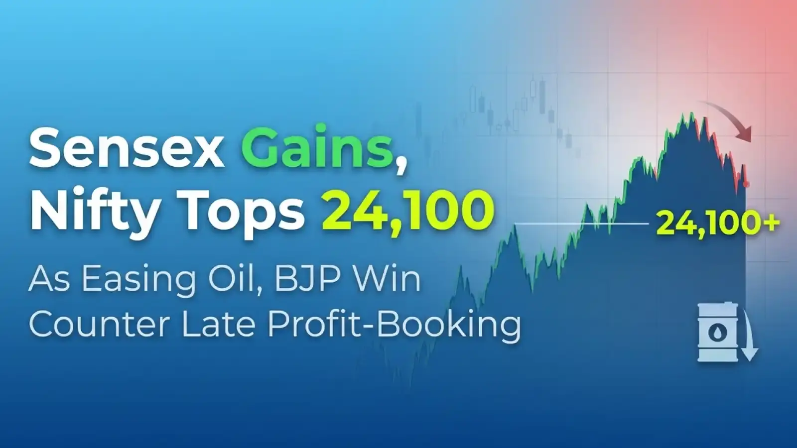 Sensex Gains, Nifty Tops 24,100 As Easing Oil, BJP Win Counter Late Profit-Booking
