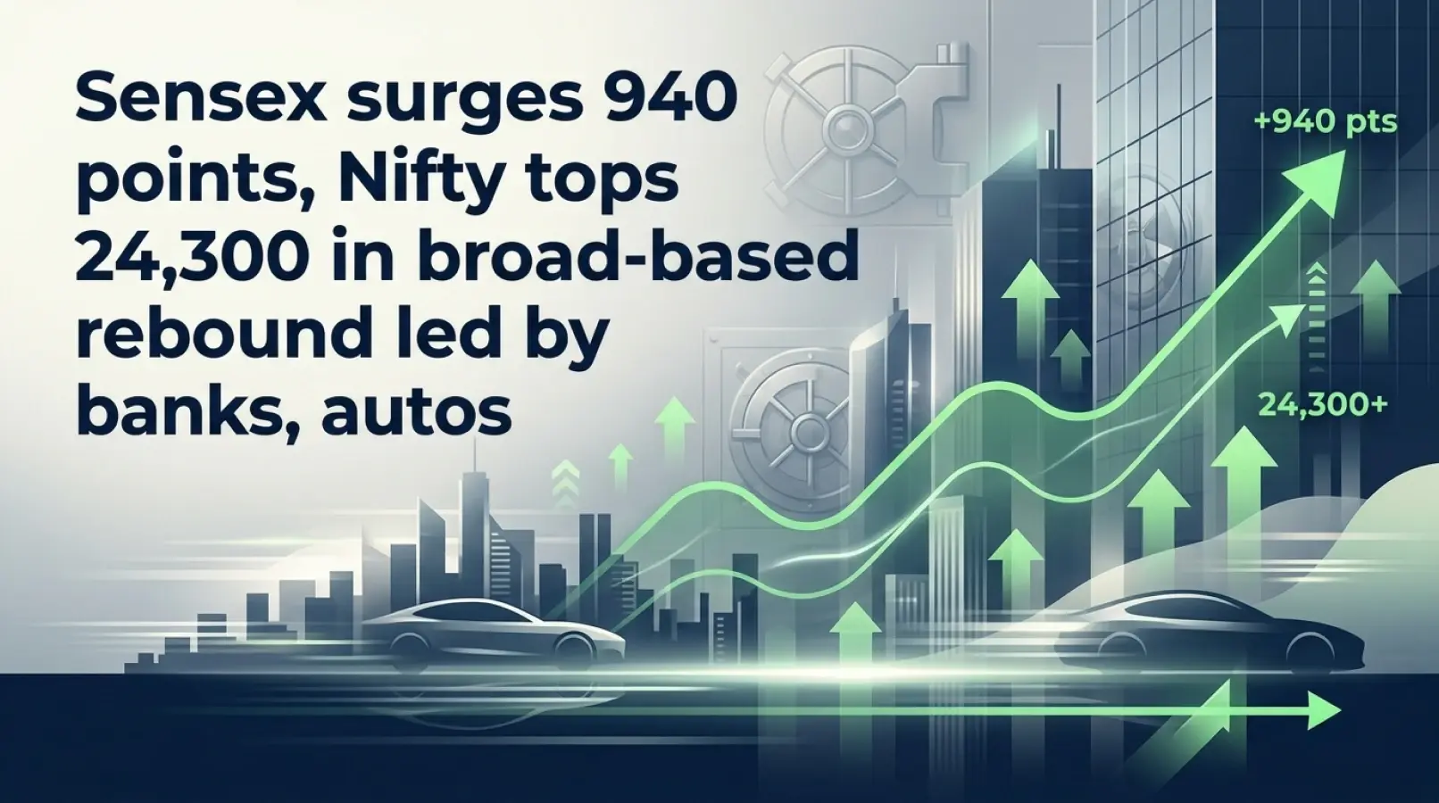Sensex Surges 940Points, Nifty Tops 24,300 In Broad-based Rebound Led By Banks, Autos 